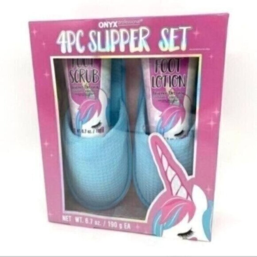 Women's Slipper Lotion Scrub Gift Set Unicorn Dreams